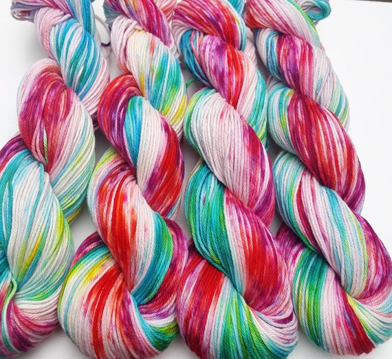 Fiesta- 100 Cotton, Hand Dyed, Variegated, Speckled, Hand Painted Yarn