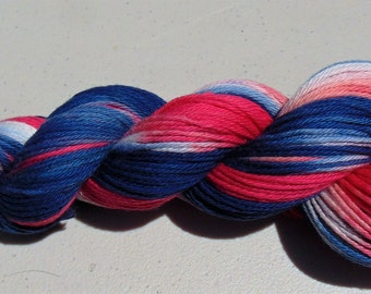 Old Glory- 100 Organic Cotton, Hand Dyed Sport Weight, Variegated Yarn