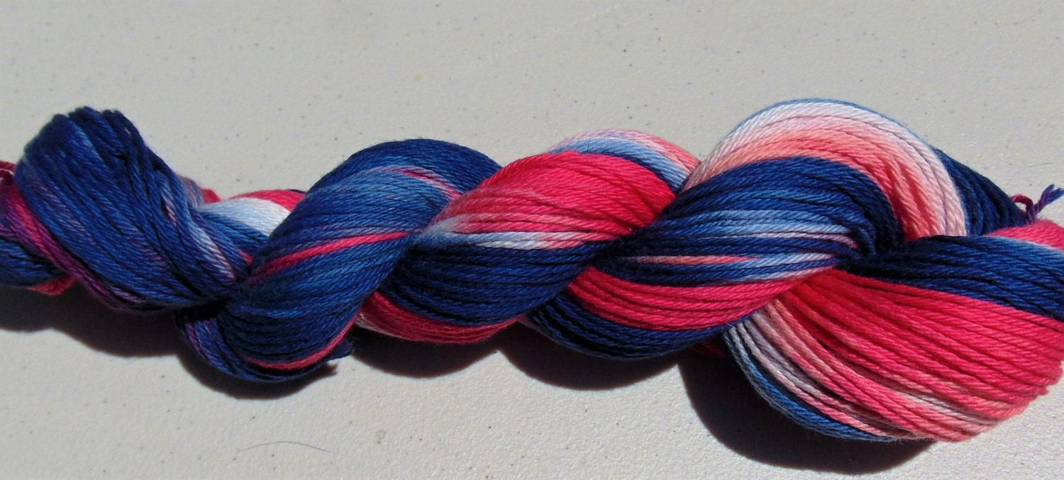 Old Glory- 100 Organic Cotton, Hand Dyed Sport Weight, Variegated Yarn