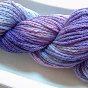 Lavender Fields- 100 Organic Cotton, Hand Dyed Worsted Weight Variegated Yarn