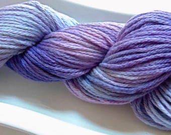 Lavender Fields- 100 Organic Cotton, Hand Dyed Worsted Weight Variegated Yarn