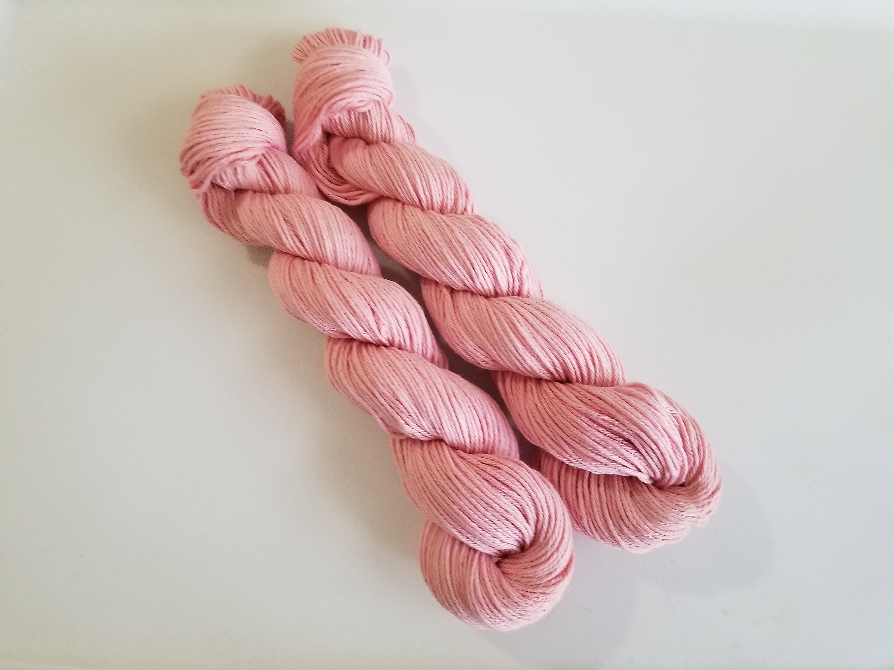 Baby Pink- 100% Organic Cotton, Hand Dyed, Worsted Weight, Hand Painted,  Solid Yarn