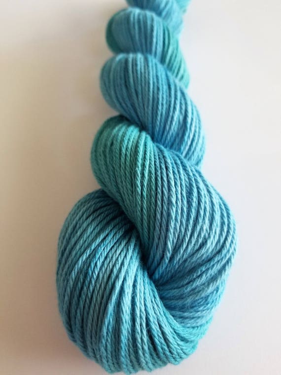 Kingfisher- 100% Cotton, Hand Dyed, Worsted Weight, Hand Painted Solid Colorway