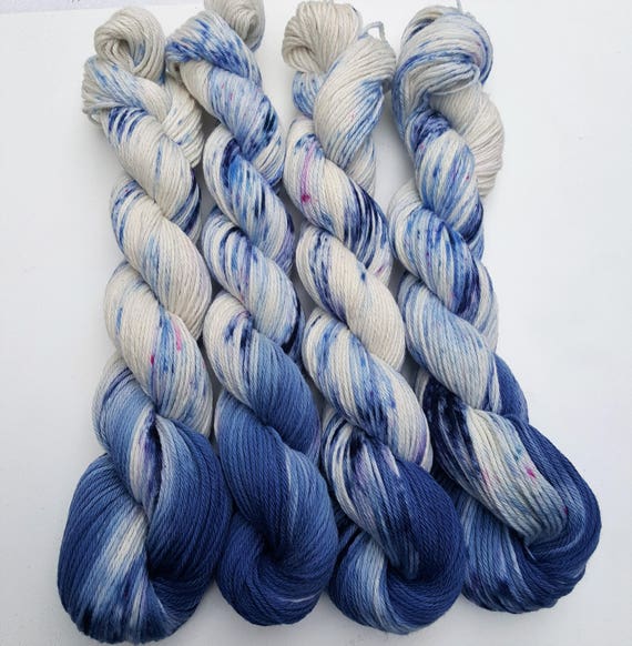 Blueberry Cobbler- 100 Cotton, Hand Dyed, Speckled Yarn
