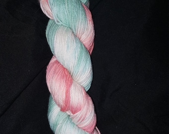 Mermaid Parade- "Coney Island Collection" 100 Organic Cotton Yarn, Hand Dyed, Coral and Mint