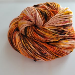 Rotten Pumpkin- 100% Organic Cotton, Hand Dyed, Speckles, Hand Painted, Vegan Friendly, Worsted Weight