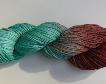 Peppermint Hot Chocolate- 100 Organic Cotton, Hand Dyed, Worsted Weight Variegated