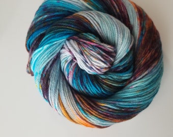 Teal the Cows Come Home- 100% Organic Cotton, Hand Dyed, Worsted Weight, Speckled Yarn