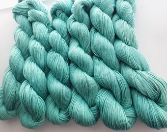 Celadon- 100% Organic Cotton, Hand Dyed, Sport Weight, Hand Painted, Available on Multiple Weights