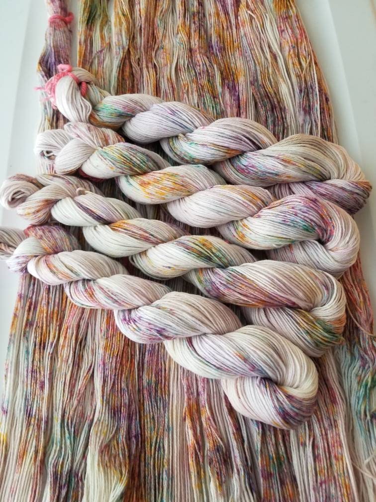 Confetti 100 Cotton, Hand Dyed, Speckled Variegated Yarn