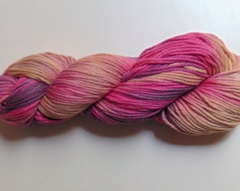 Cherry Blossom- 100 Cotton, Hand dyed, Worsted Weight, Hand Painted Yarn