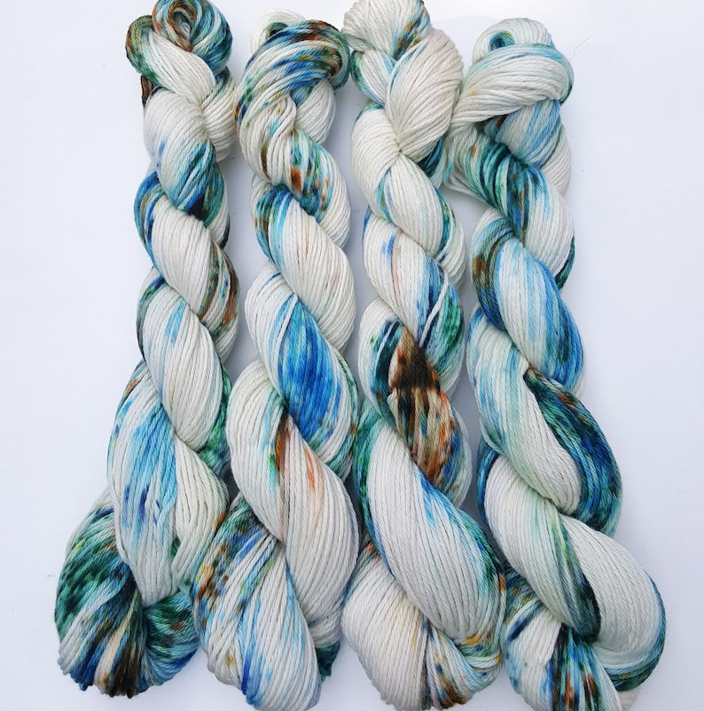 Hand Dyed Speckled Variegated Hand Painted Yarn Muddy Waters- 100 Cotton