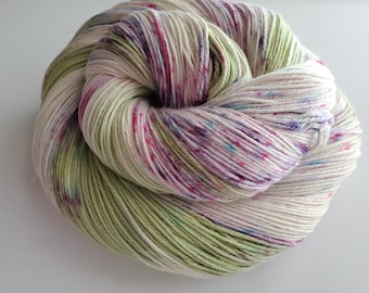 Lilac Bush- 100% Cotton Yarn, Hand Dyed, Worsted Weight, Speckled, Hand Painted Yarn