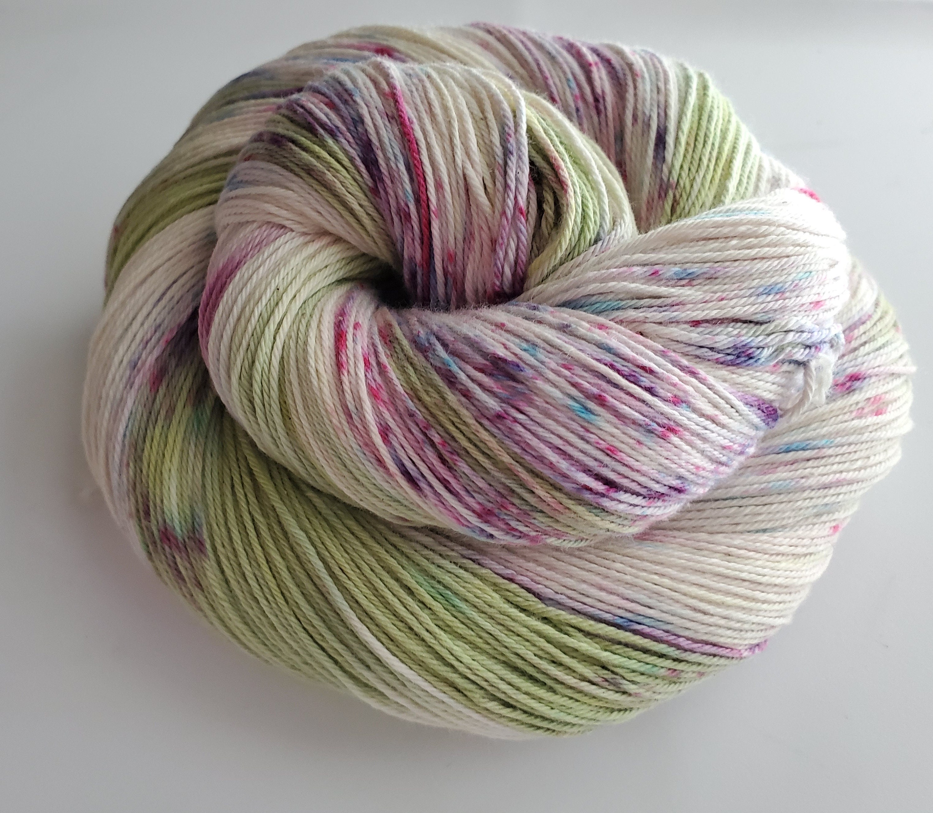 Lilac Bush 100 Cotton Yarn, Hand Dyed, Worsted Weight, Speckled, Hand