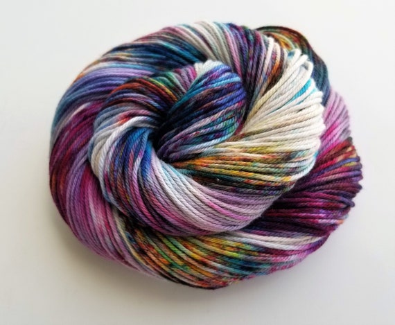 Emmelyne- 2nd Anniversary colorway- 100% Organic cotton, Hand Dyed, Speckled, Variegated Yarn