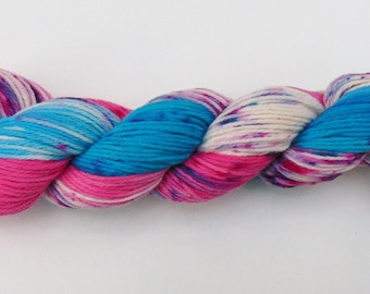 Flying Pigs- 100 Cotton, Hand Dyed, fingering Weight, Hand Painted, Speckled Yarn