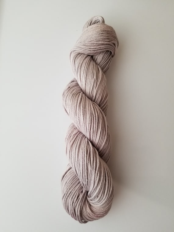 Ash- 100% Organic Cotton, Hand Dyed, Worsted Weight, Solid Colorway Yarn