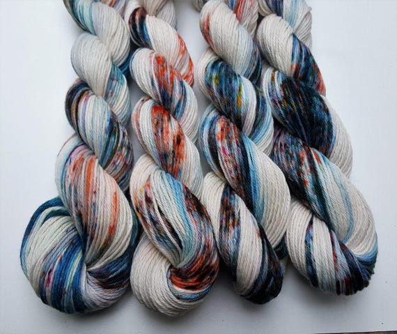 Hot Springs- 100 Cotton, Hand Dyed, Worsted Weight, Speckled, Variegated Yarn