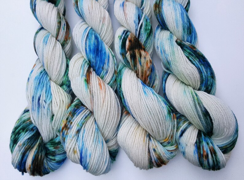 Hand Dyed Speckled Variegated Hand Painted Yarn Muddy Waters- 100 Cotton