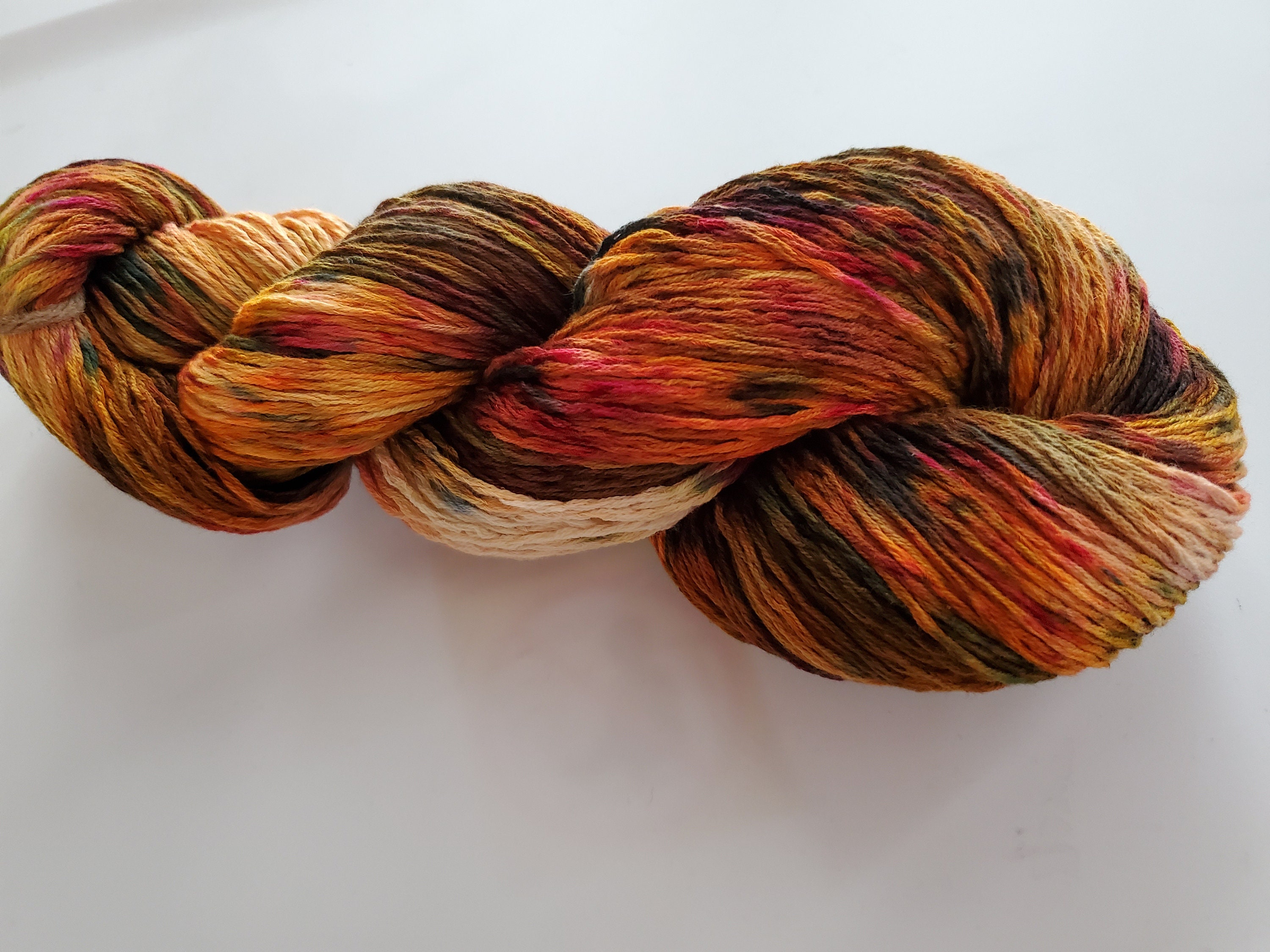 Maize 100 Organic Cotton, Hand Dyed, Speckled, Hand Painted, Worsted