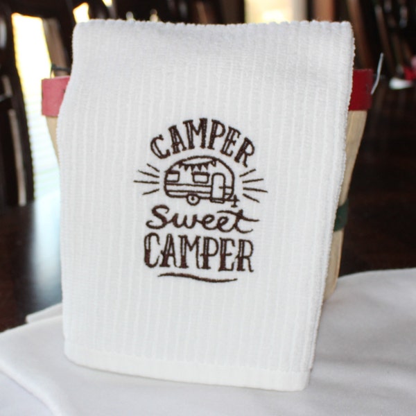 Camper Sweet Camper Embroidered Kitchen Towel