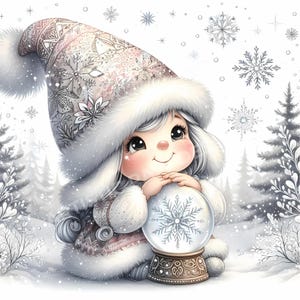 Winter Gnome Clipart | 8 High Quality 300 DPI JPG | Cozy Winter Gnome | Christmas Gnome Girl Clipart | gnome lover gift | Snowy Forest Scene