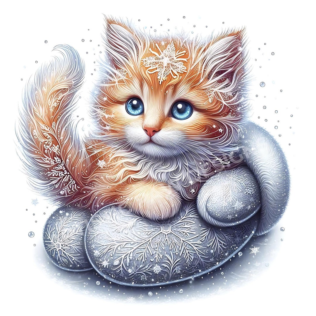 Winter Cat Clipart - Cat Clipart for Crafts, 5 High Quality JPG, Cute ...