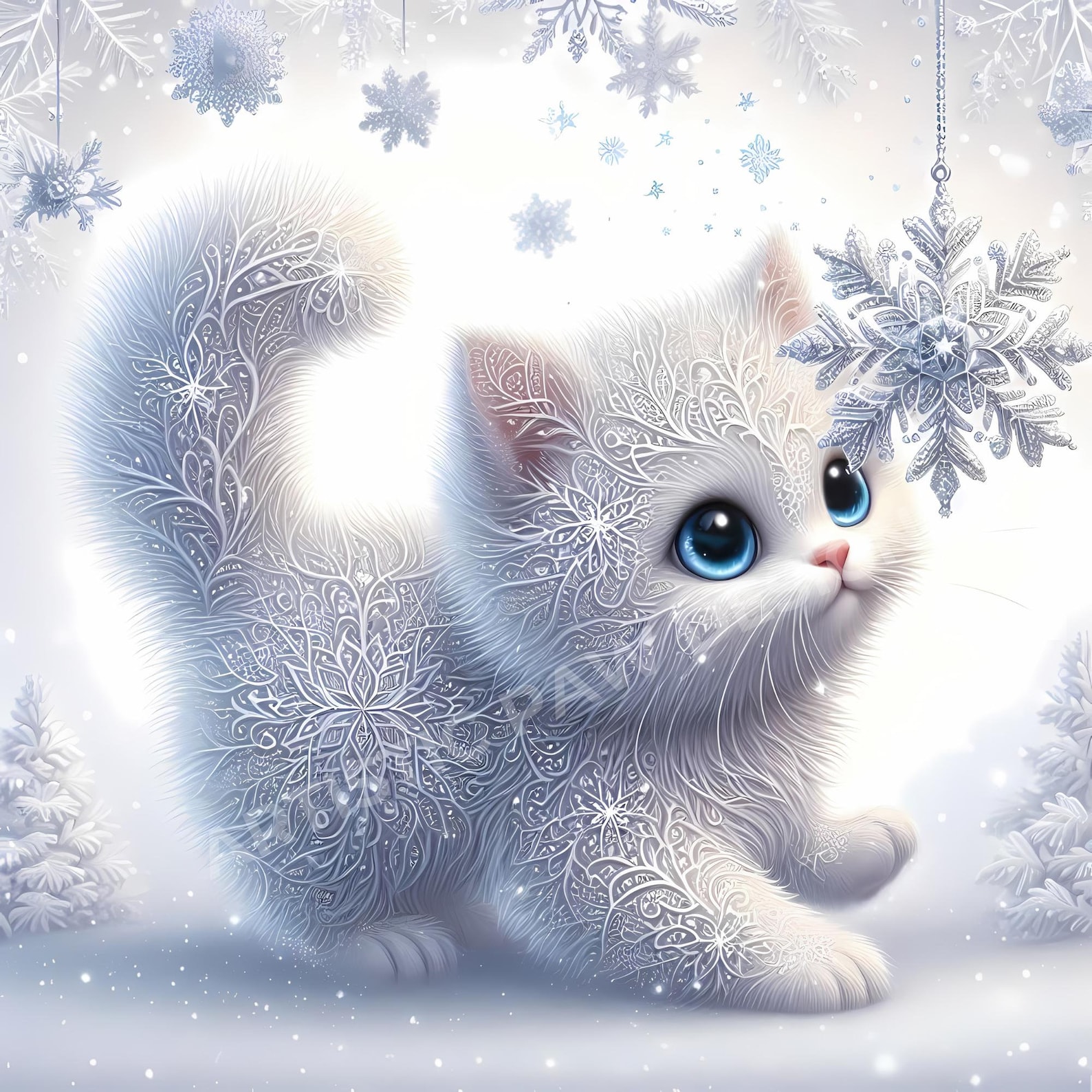 Snowflake Cat Clipart, 5 High Quality JPG, Cat Clipart for Crafts ...