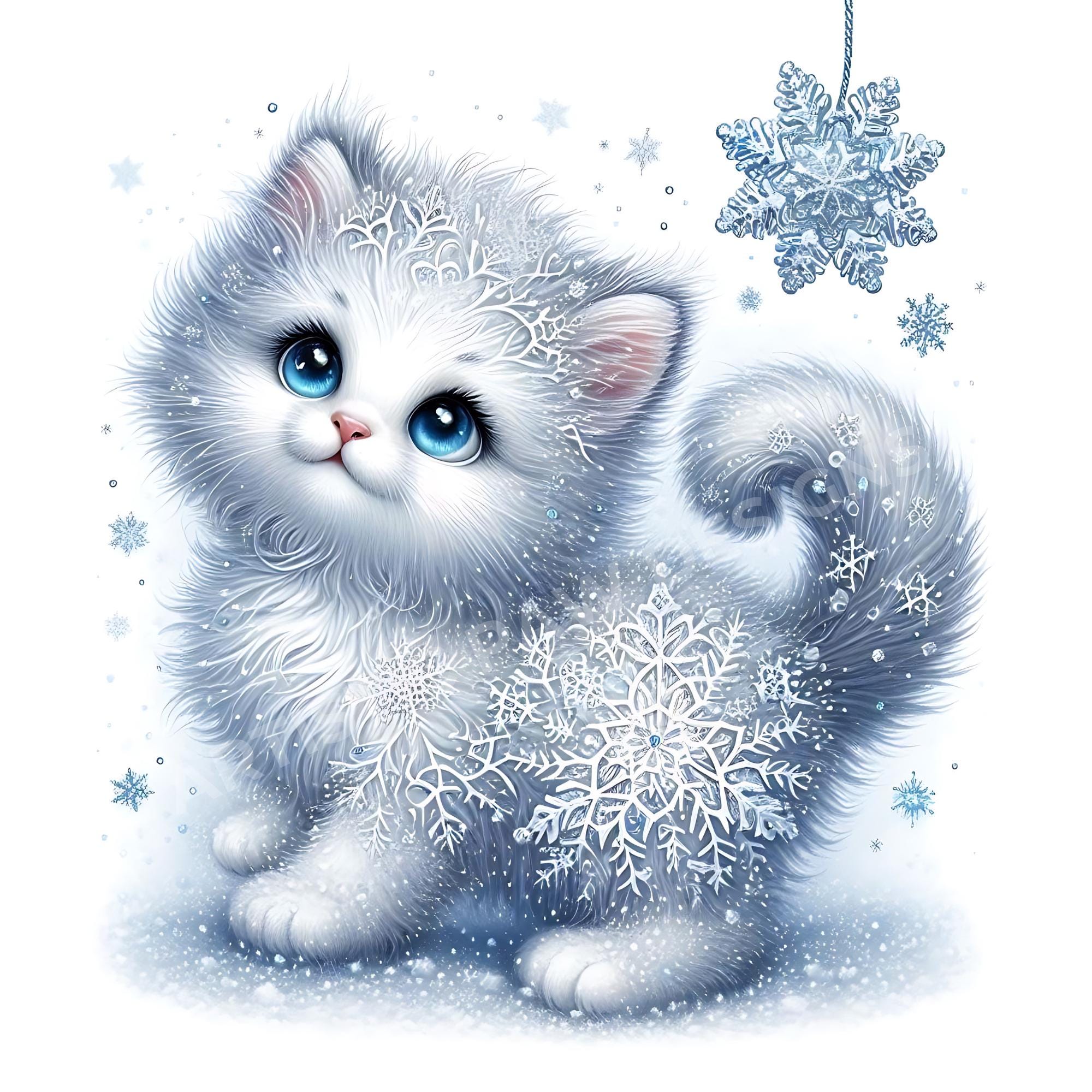 Snowflake Cat Clipart, 5 High Quality JPG, Cat Clipart for Crafts ...
