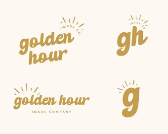Plantilla de logotipo "Hora Dorada": Paquete de marca DIY de Canva (Descarga digital)