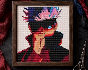 Gojo Satoru JJK Cross Stitch Pattern Jujitsu Kaisen Anime Manga PDF