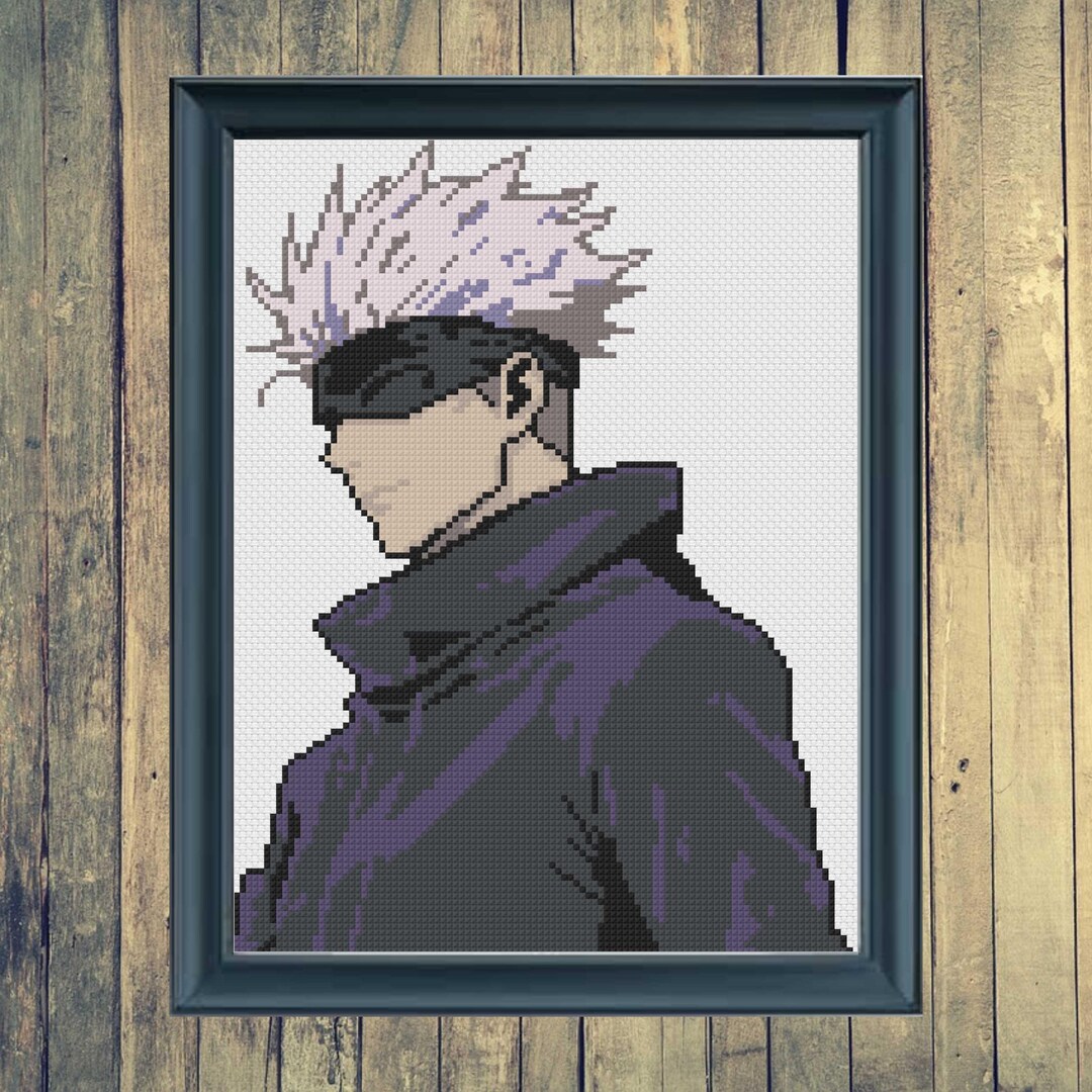 Alpha Patterns Gojo Gojo Satoru Cross Stitch Pattern, Jujutsu Kaisen Anime Embroidery Chart ...