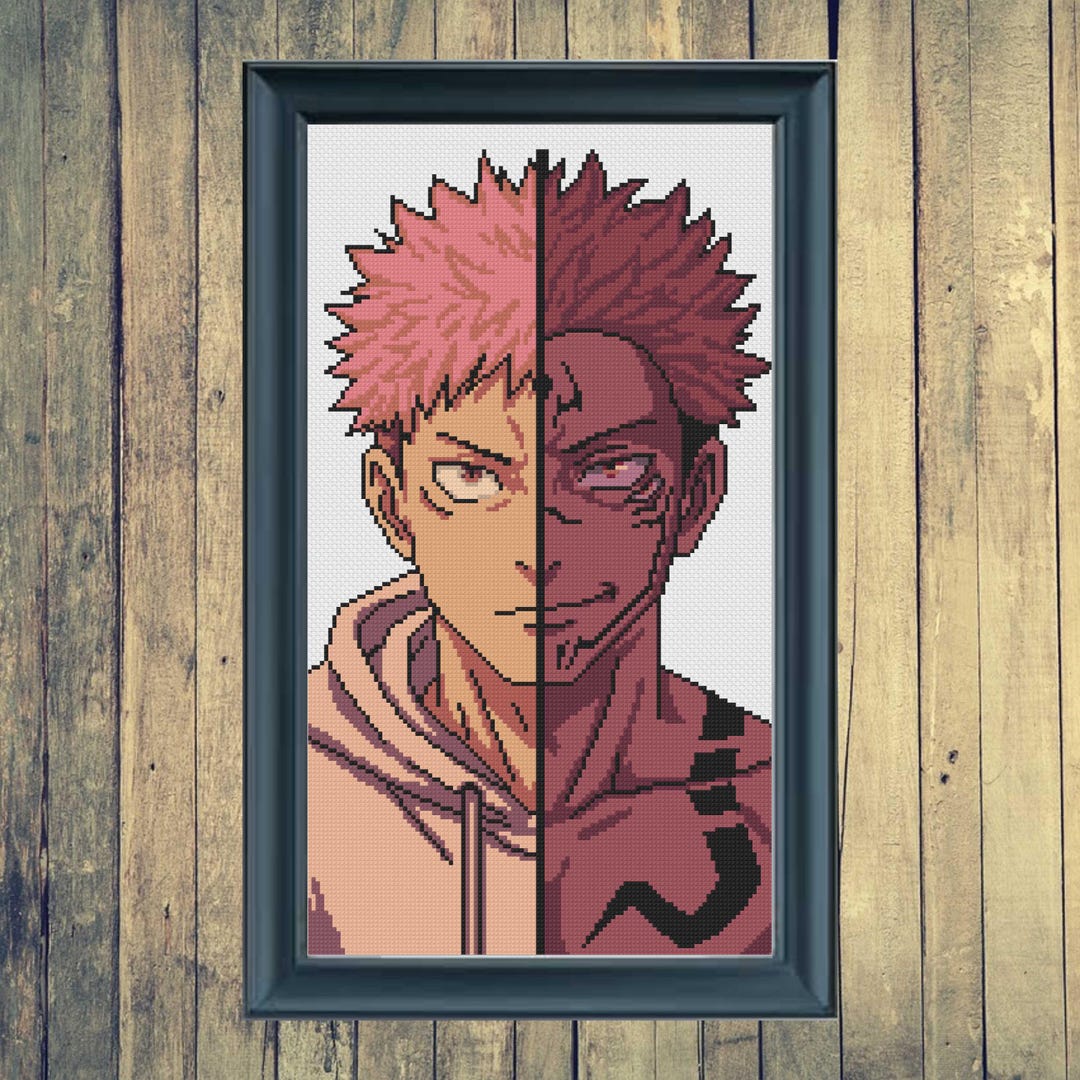Yuji Pattern Yuji Itadori Sukuna Cross Stitch Pattern – Jujutsu Kaisen Anime Split ...