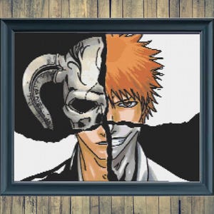 Ichigo Bleach Cross Stitch Pattern PDF, Anime Cross Stitch Pattern, Manga Needlework Embroidery Chart, Instant Download