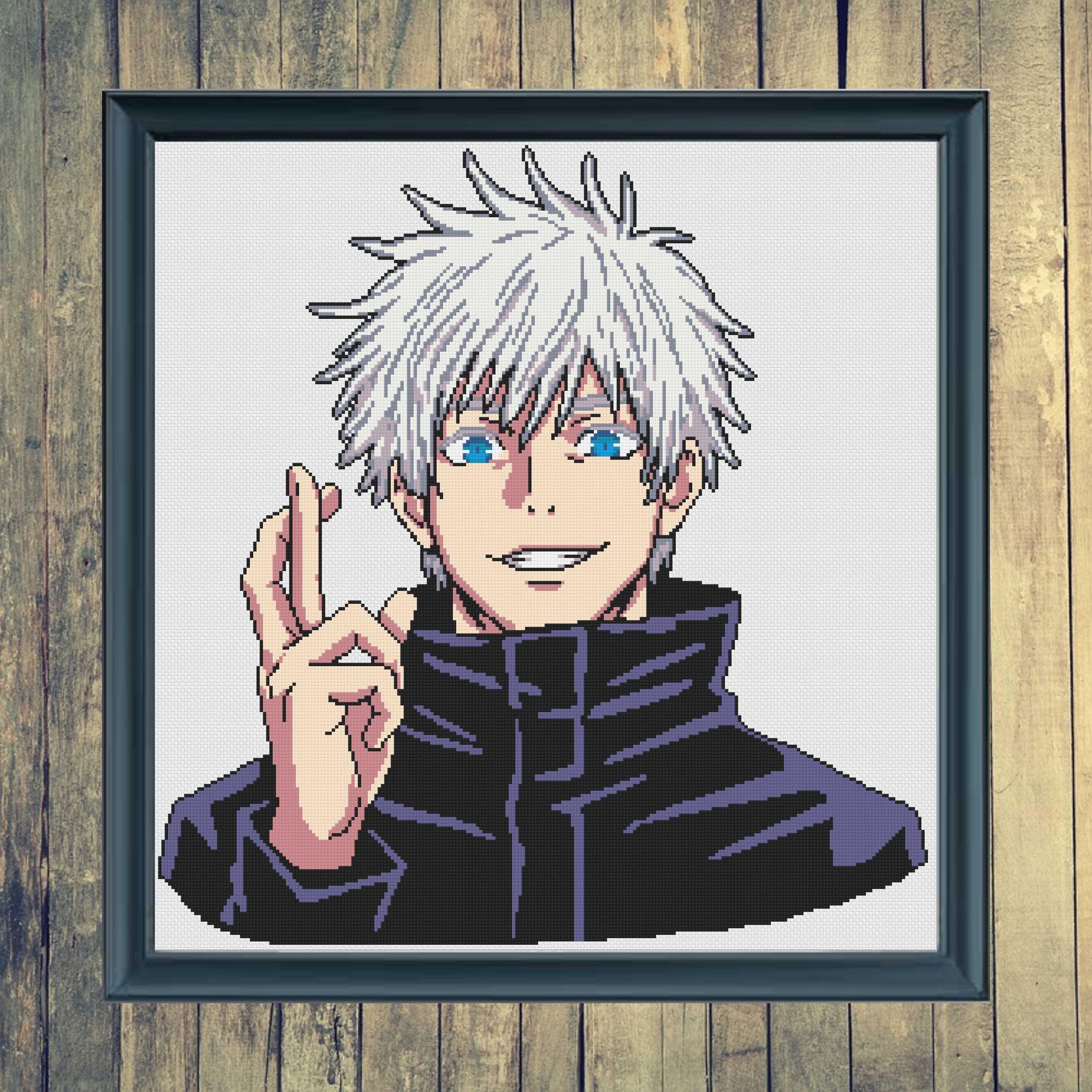 Gojo Satoru Cross Stitch Pattern, Jujutsu Kaisen Anime Embroidery Chart ...