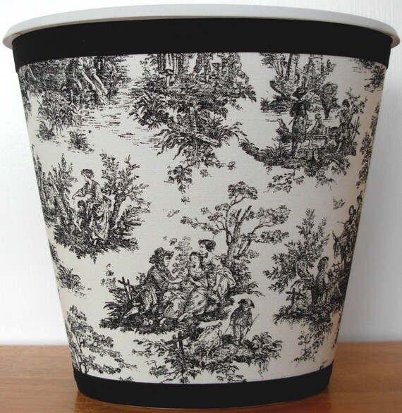 Items similar to Black White Toile Wastebasket made with Waverly. Great