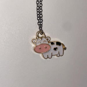 White or Black Cow Pendant Necklaces