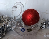 Small Vintage BOHEMIA Lead Crystal Hand Cut Swan Trinket Dish. Made In Czechoslovakia.