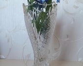 Vintage 24 Lead Crystal Vase, Diamond Cut, Made in Western Germany