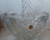 Vintage Small Imperial 24% Lead Crystal Clara 7” Basket Clear Cut Glass.