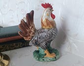 Vintage Ceramic Colorful Rooster. Made in Japan. 8 Inches Tall. Some Wear on Paint.