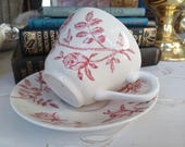Pair of Vintage CHURCHILL Rose Pink on Cream Teacups and Saucers. Floral Pattern.