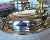 Vintage F.B. Rogers Silver Plate Candy Dish with Glass Insert