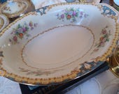 Vintage JYOTO Serving Dish: Floral Fine China, Gold Rim (9x7). Reduced.