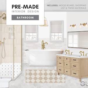 Pre-made Traditional Bathroom: Timeless Classic Interior Design with Mood Board, Curated Shopping List and Neutral Paint Palette & Finishes