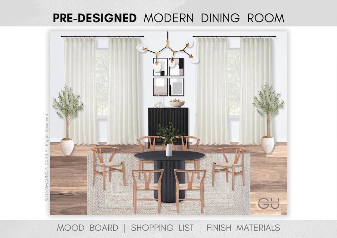 Pre-designed Dining Room Package, Modern Dining Design, Neutral Dining ...