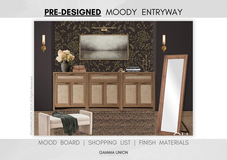 Pre-designed Entryway: Modern Moody Elegant Design With Mood Board ...