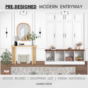 Paquete de entrada prediseñado, diseño de vestíbulo clásico moderno, diseño de pasillo, diseño de interiores en línea, tablero de inspiración, diseño virtual, diseño electrónico