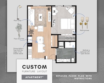 CUSTOM Furniture Layout: Floor Plan & Spacial Planning for Home Arrangement - Online Interior Design Service