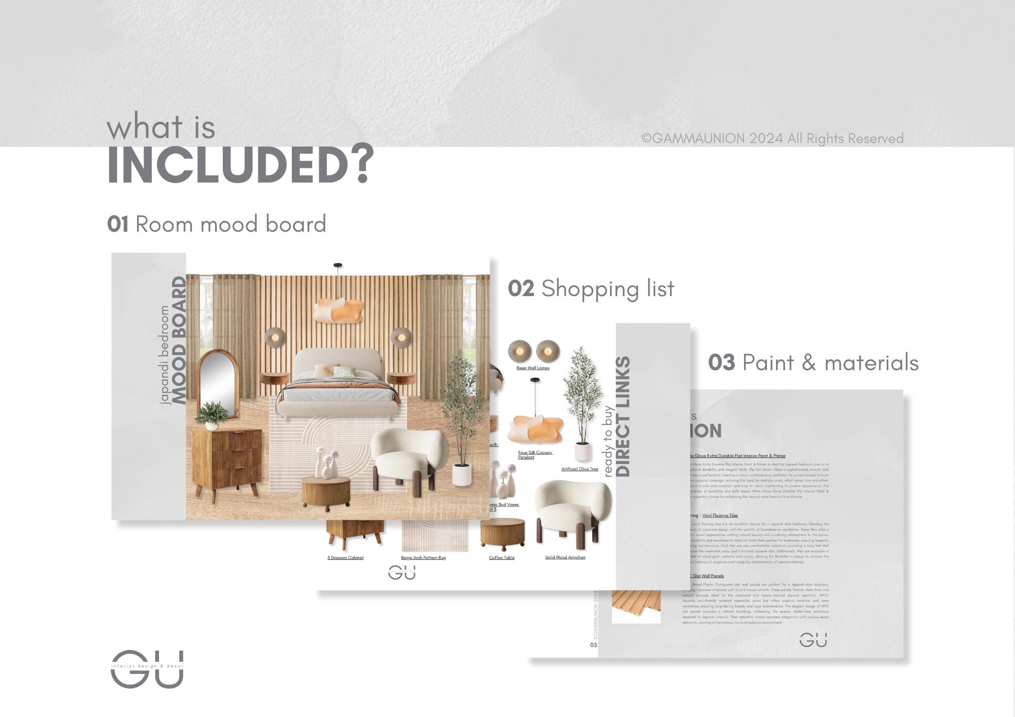 Pre-made Japandi Bedroom: Mood Board, Shopping List With Paint & Finish ...